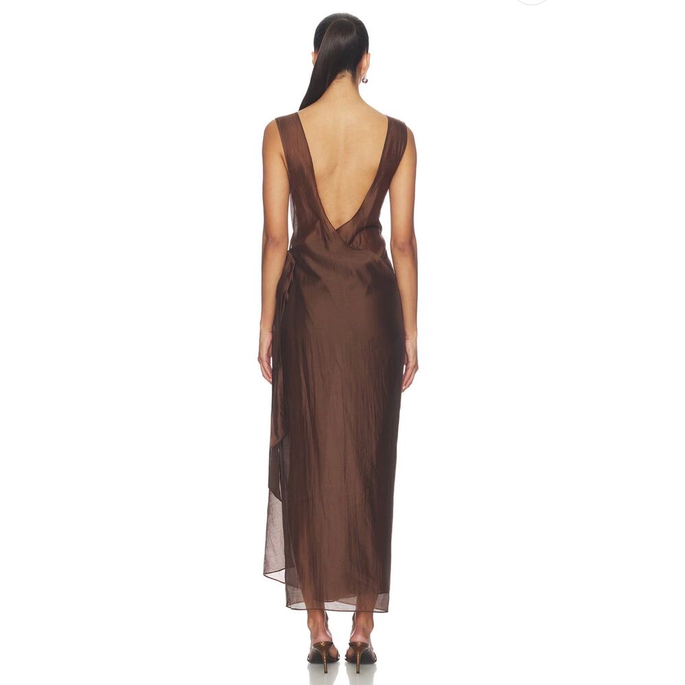 New Camila Coelho Mirelle maxi brown dress sz S $239 - Picture 3 of 6